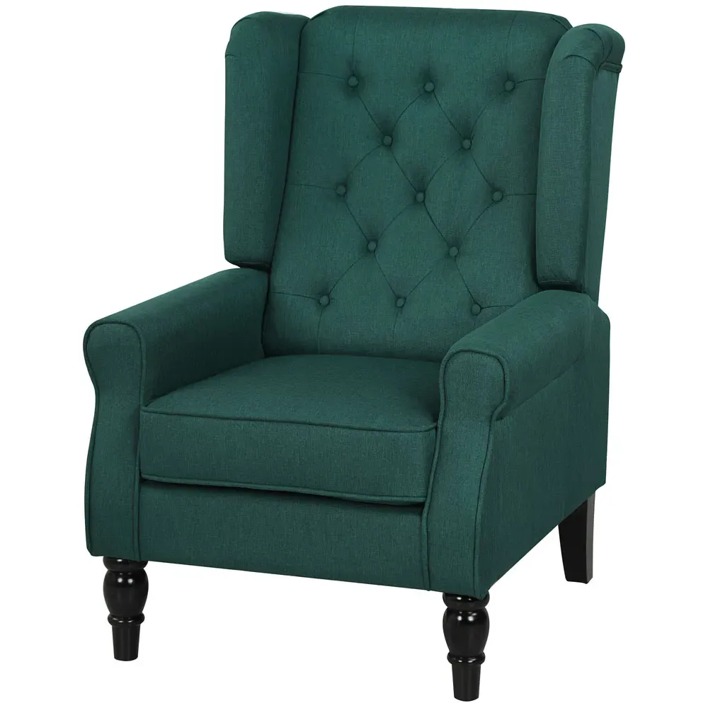 Tufted Club Accent Chair - Dark Green, Fabric