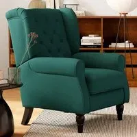 Tufted Club Accent Chair - Dark Green, Fabric