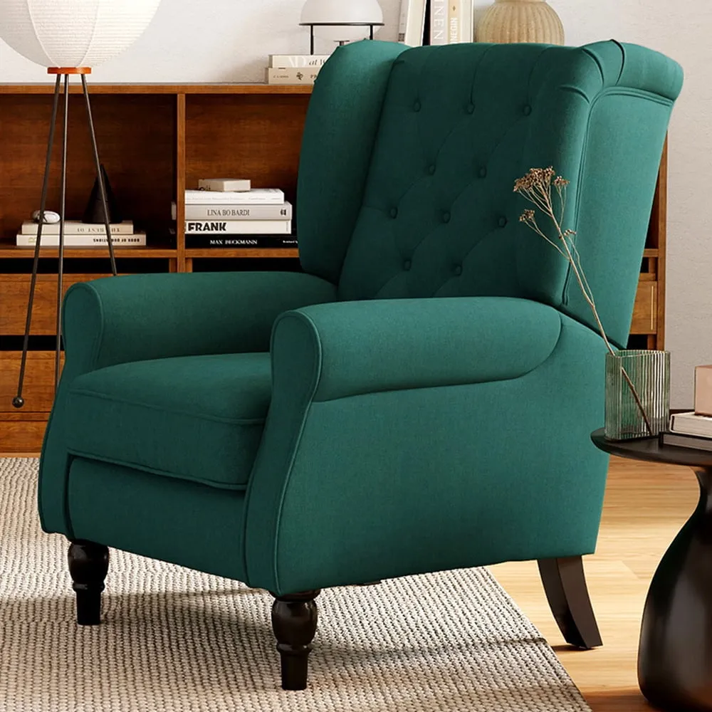 Tufted Club Accent Chair - Dark Green, Fabric
