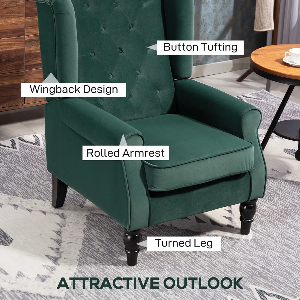Tufted Club Accent Chair - Green, Fabric