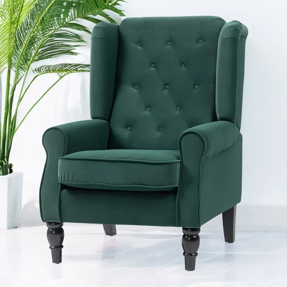 Tufted Club Accent Chair - Green, Fabric image