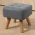 Tufted Fabric Foot Stool - Grey, Rubber Wood