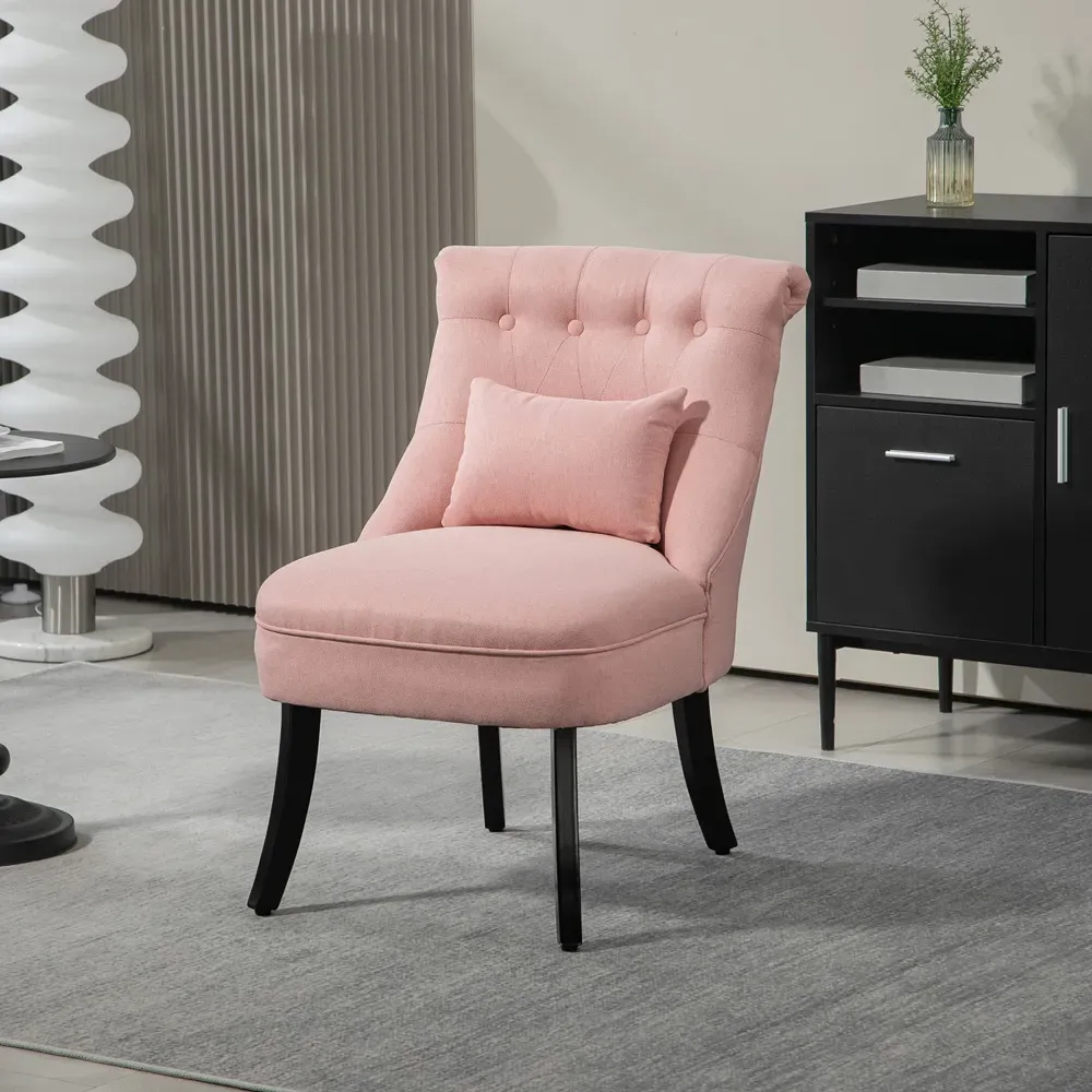 Upholstered Fabric Tub Chair - Pink