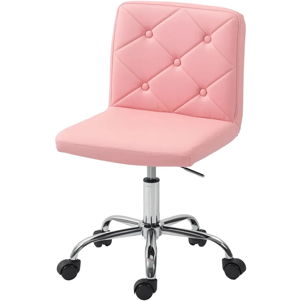 Vanity Chair with Rolling Wheels - Pink