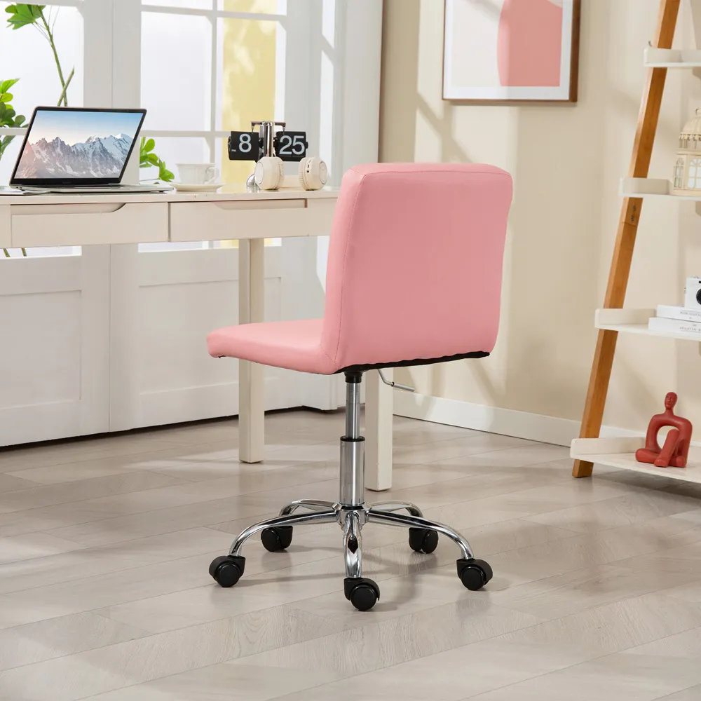 Vanity Chair with Rolling Wheels - Pink