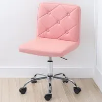 Vanity Chair with Rolling Wheels - Pink