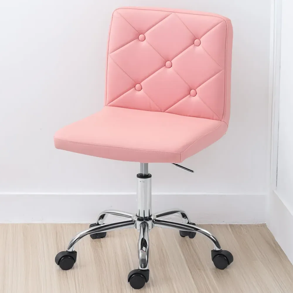 Vanity Chair with Rolling Wheels - Pink image