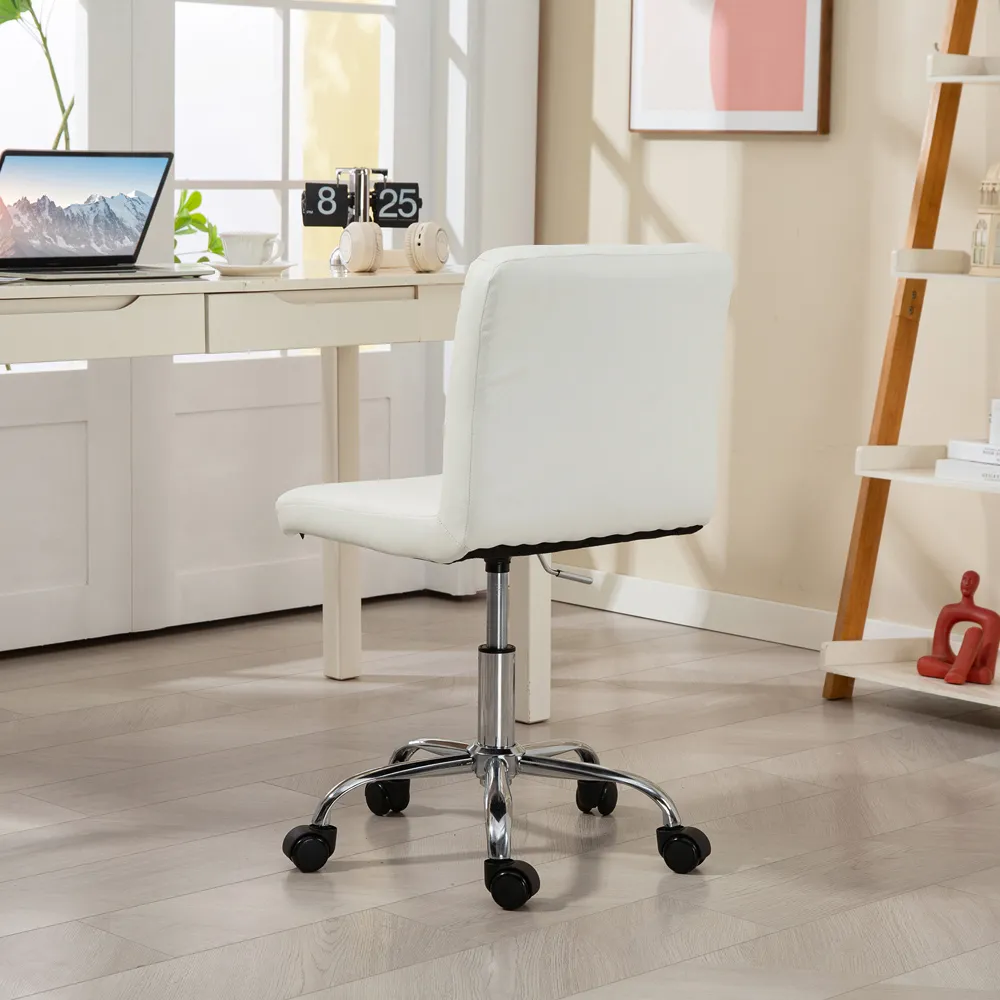 Vanity Chair with Rolling Wheels - White