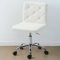 Vanity Chair with Rolling Wheels - White