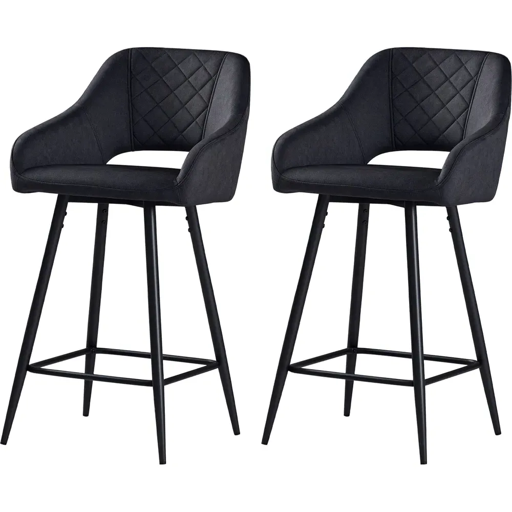 Velvet Touch Fabric Bar Chair Set of 2 - Grey