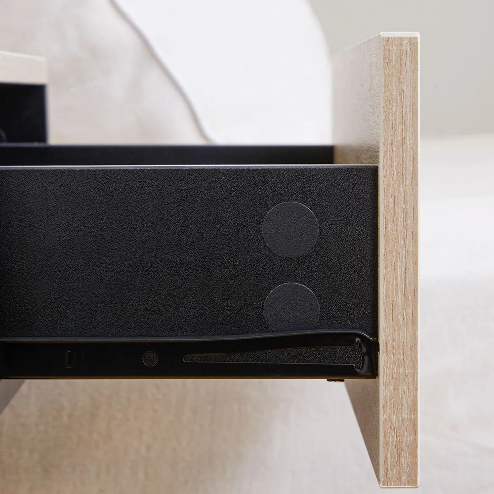 Wall-Mounted Bedside Table Set of 2 with Drawer - Black