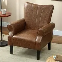 Wingback Accent Chair - Brown, PU Leather