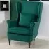 Wingback Accent Chair with Pillow - Green, Velvet