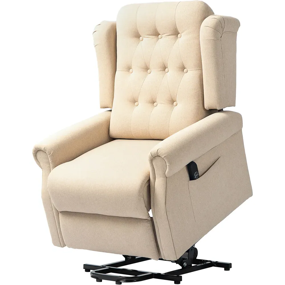 Wingback Electric Power Lift Recliner Armchair - Beige