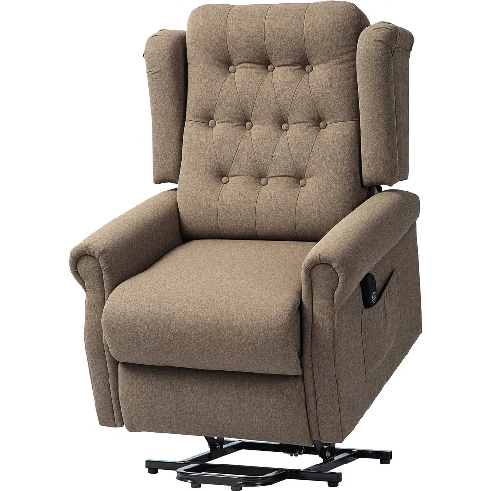 Wingback Electric Power Lift Recliner Armchair - Brown