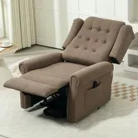 Wingback Electric Power Lift Recliner Armchair - Brown