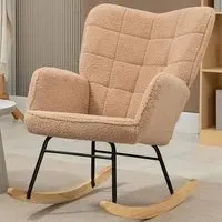 Wingback Rocking Chair - Brown, Berber Fleece