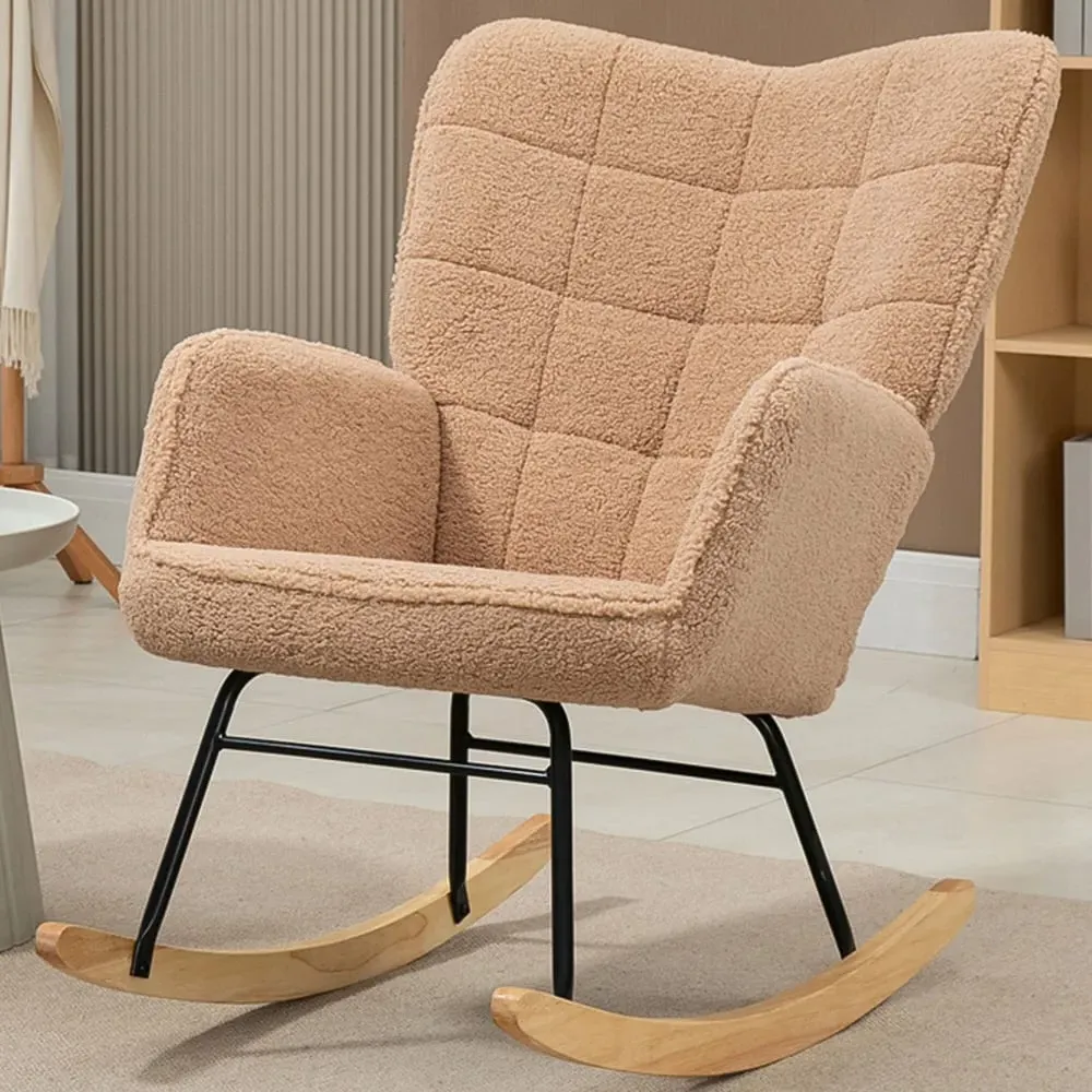 Wingback Rocking Chair - Brown, Berber Fleece image