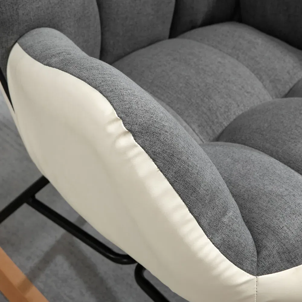 Wingback Rocking Chair - Grey, Upholstered