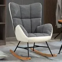 Wingback Rocking Chair - Grey, Upholstered