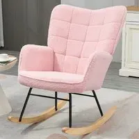 Wingback Rocking Chair - Pink, Berber Fleece
