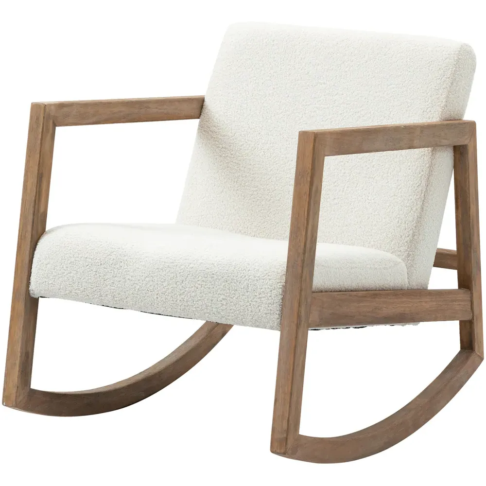 Wingback Rocking Chair with Cushion - Cream, Teddy Fleece
