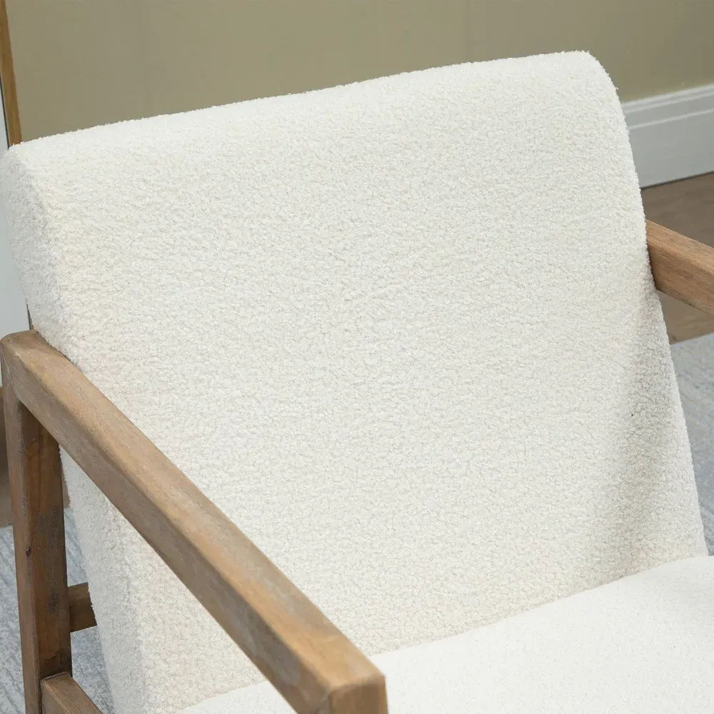 Wingback Rocking Chair with Cushion - Cream, Teddy Fleece