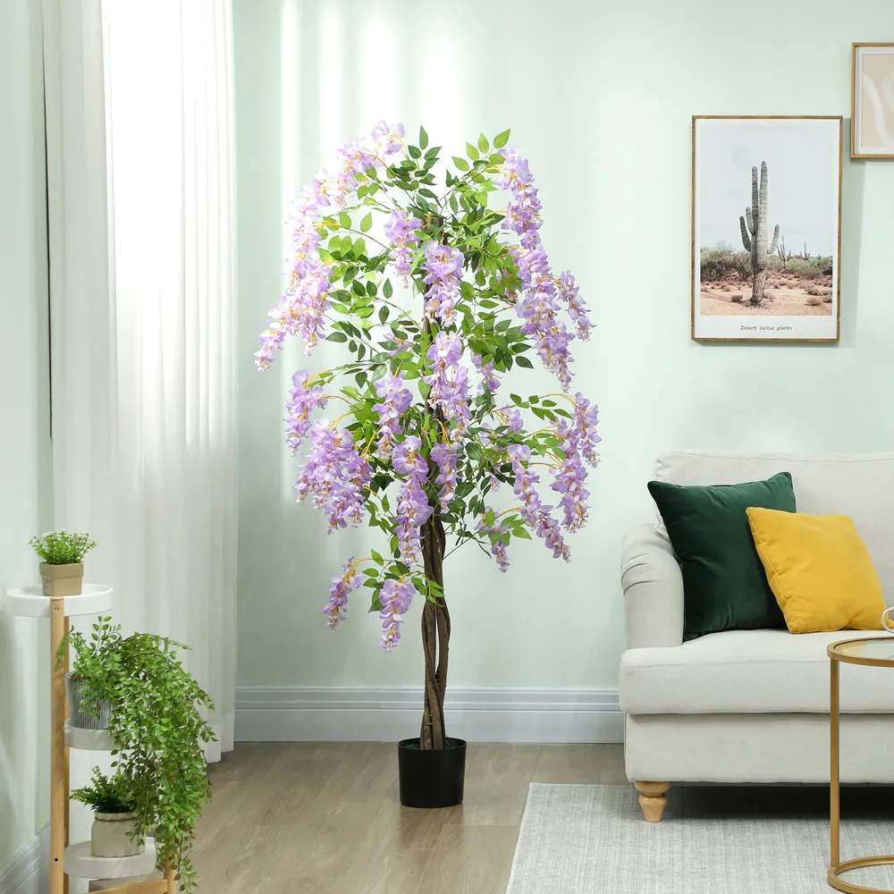 Wisteria Artificial Flower Plant Pot 180cm - Purple