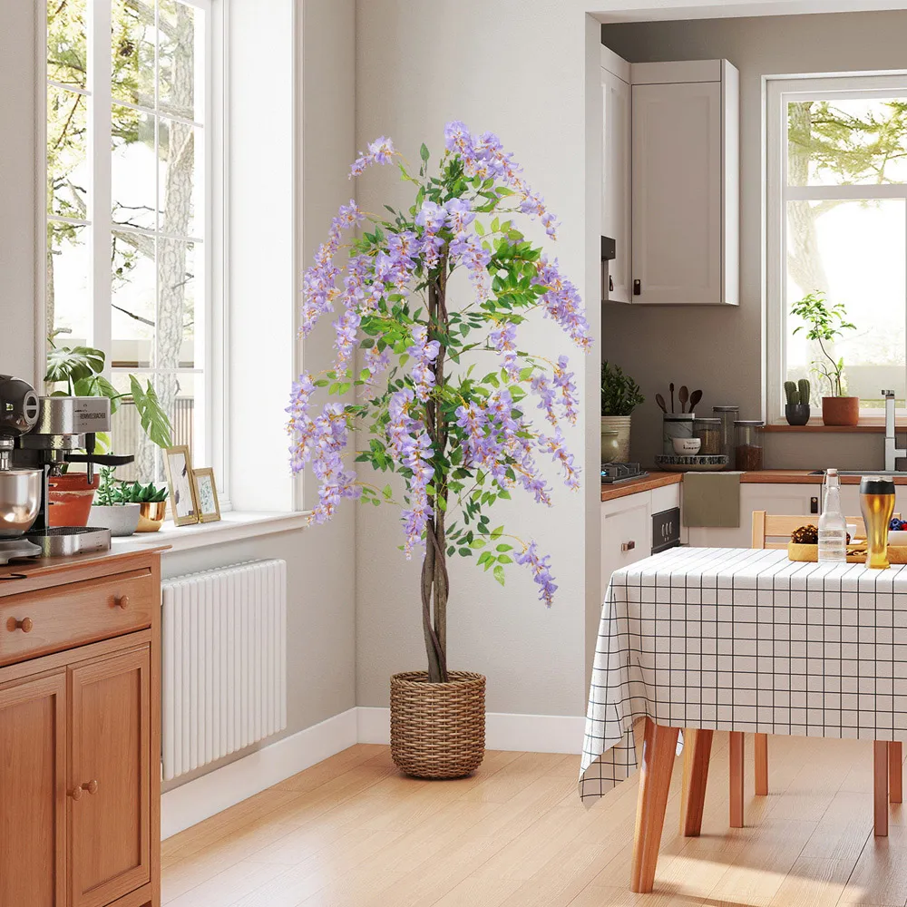 Wisteria Artificial Flower Plant Pot 180cm - Purple