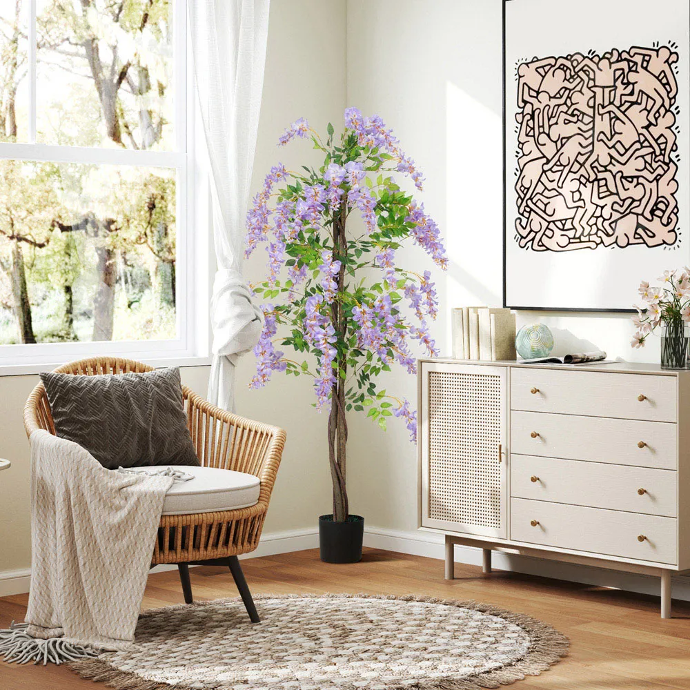 Wisteria Artificial Flower Plant Pot 180cm - Purple