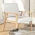 Wood Frame Accent Armchair with Linen Cushions - Cream
