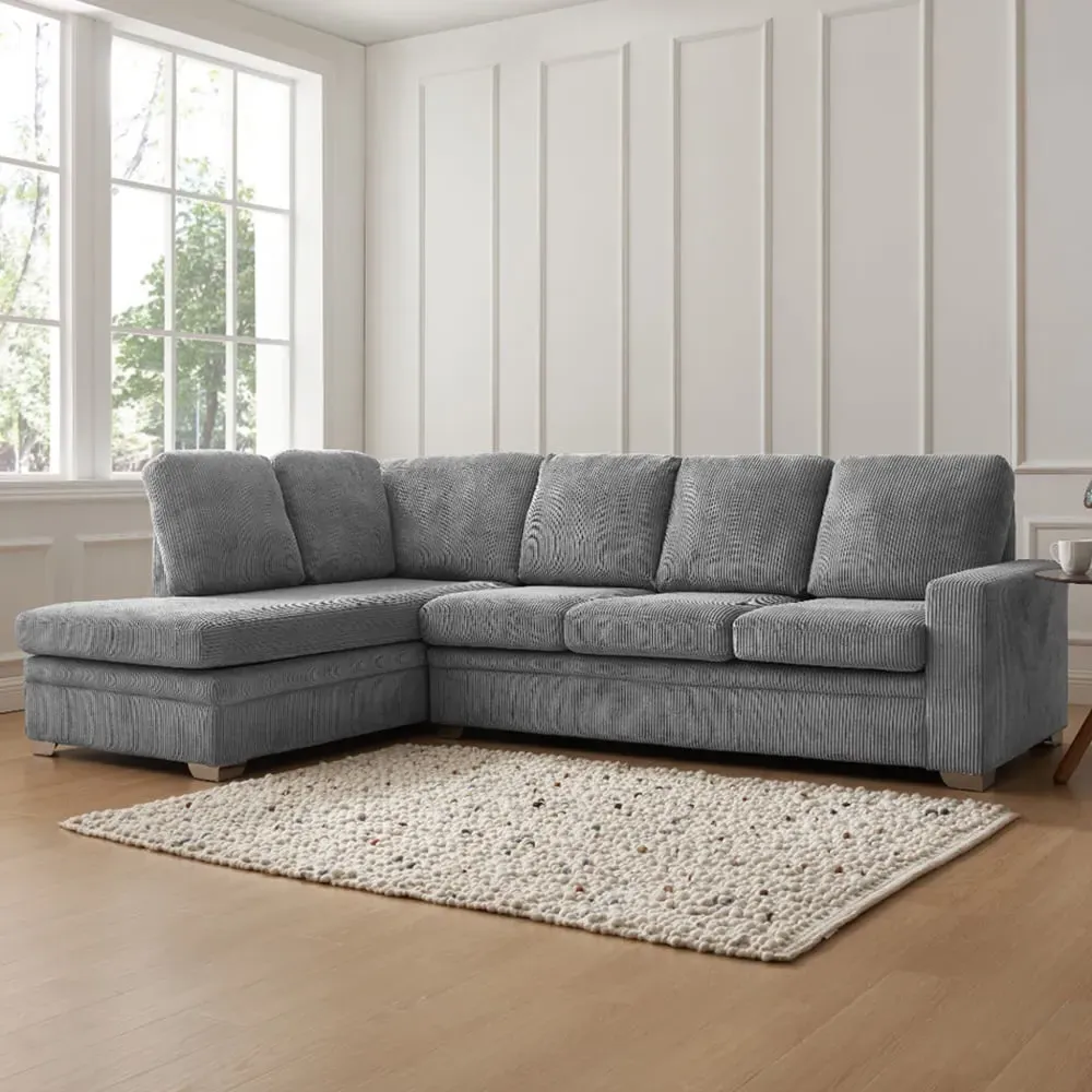 Alcott 6-Seater L-Shaped Corner Sofa - Grey, Jumbo Cord image