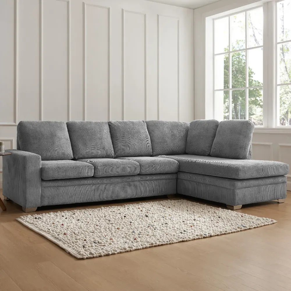 Alcott 6-Seater L-Shaped Corner Sofa - Grey, Jumbo Cord