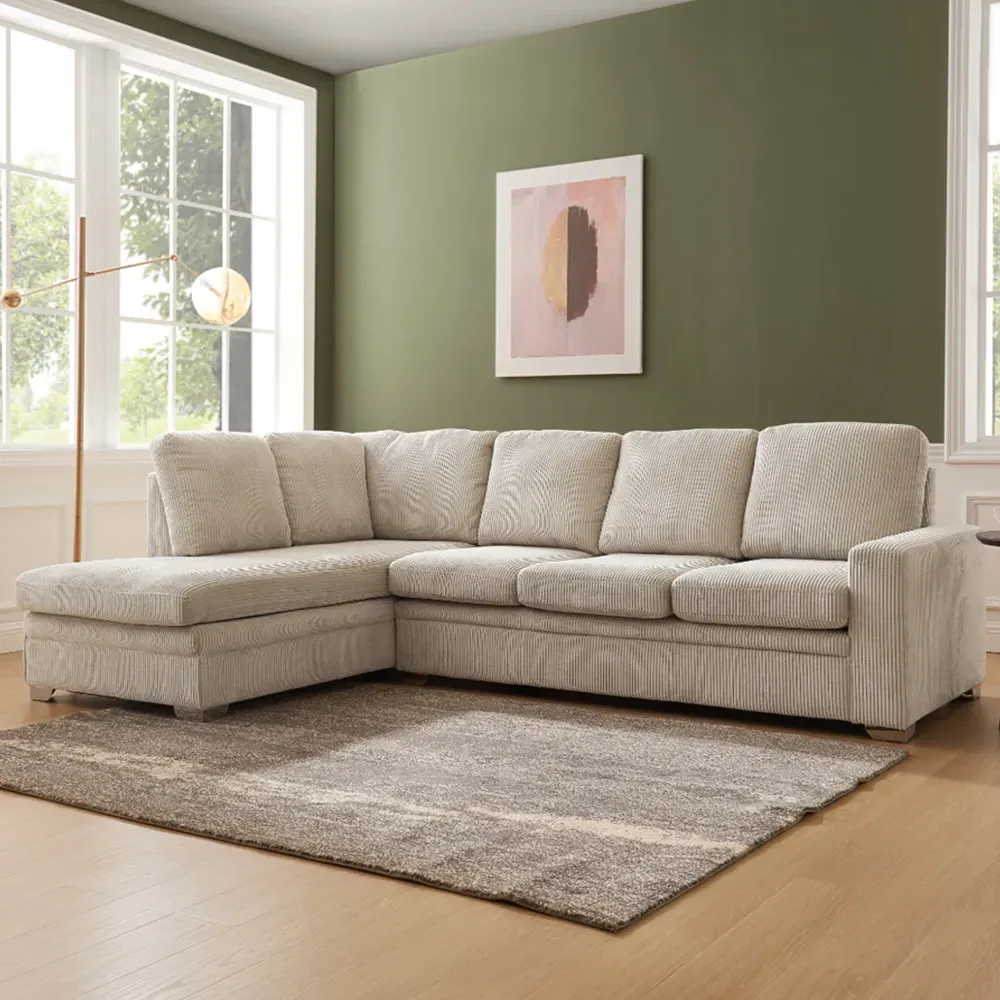 Alcott 6-Seater L-Shaped Corner Sofa - Mocha, Jumbo Cord