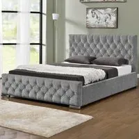 Arya Super King Ottoman Bed - Silver, Chenille