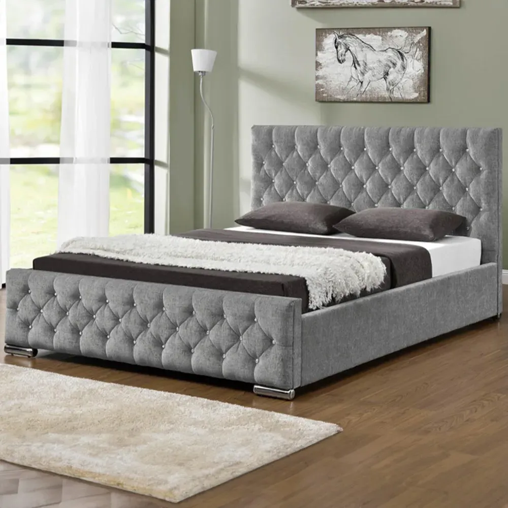 Arya Super King Ottoman Bed - Silver, Chenille image