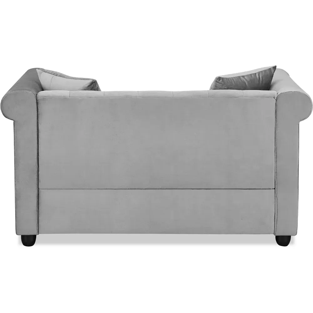 Ascot Chesterfield 2-Seater Sofa - Grey, Velvet