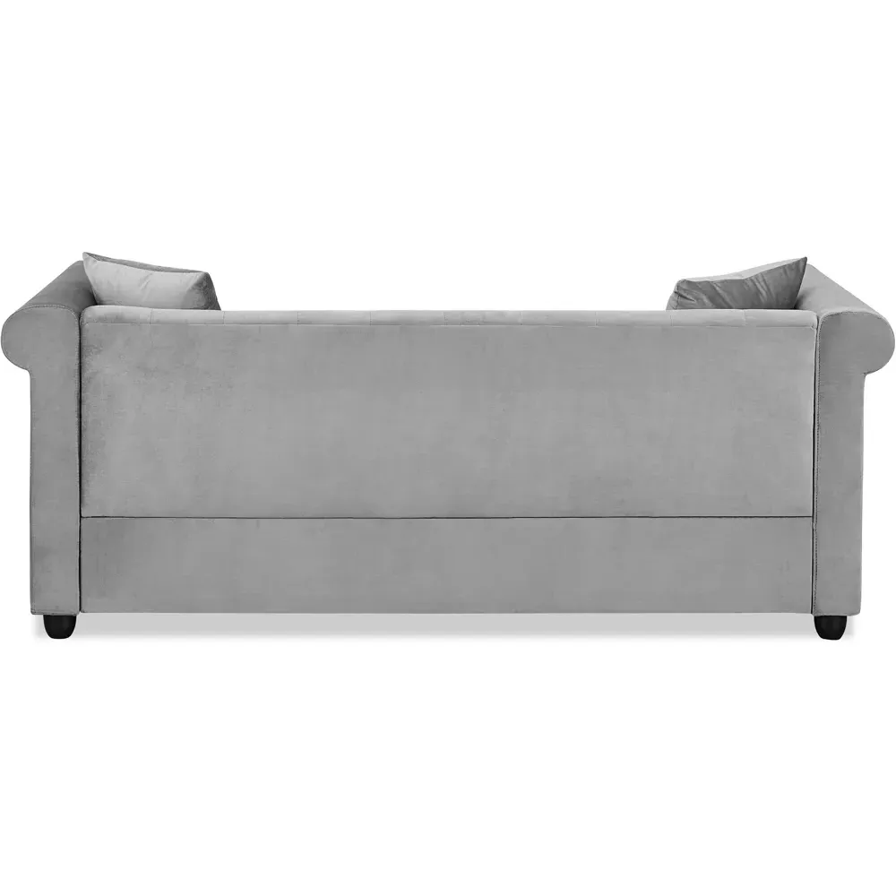 Ascot Chesterfield 3-Seater Sofa - Grey, Velvet
