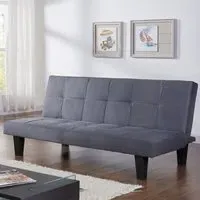 Atlanta 2-Seater Sofa Bed with Click-Clack - Charcoal, Faux Suede