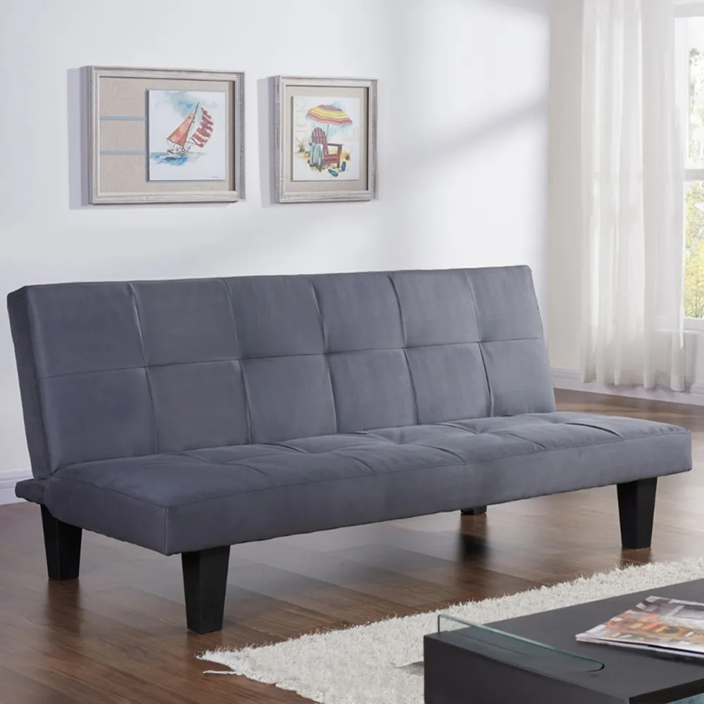 Atlanta 2-Seater Sofa Bed with Click-Clack - Charcoal, Faux Suede