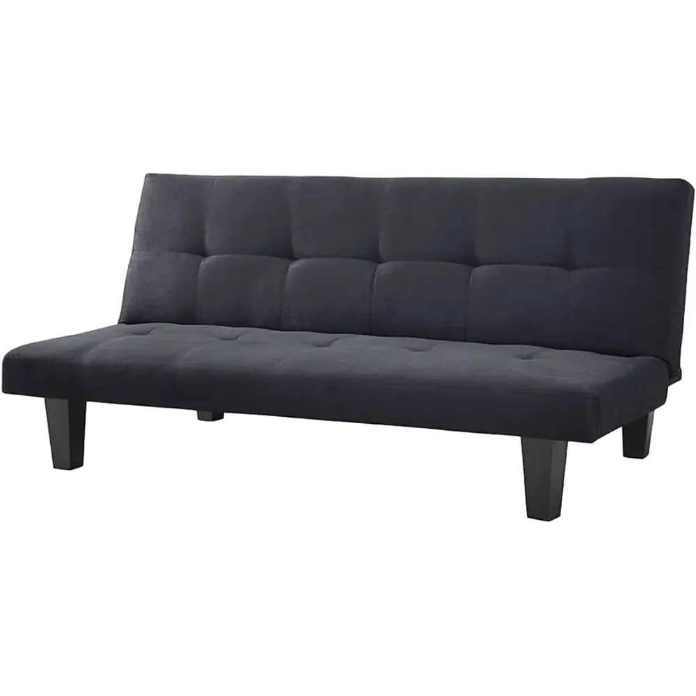 Atlanta Double Sleeper Sofa Bed with Click-Clack - Black, Faux Suede