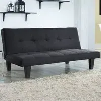 Atlanta Double Sleeper Sofa Bed with Click-Clack - Black, Faux Suede
