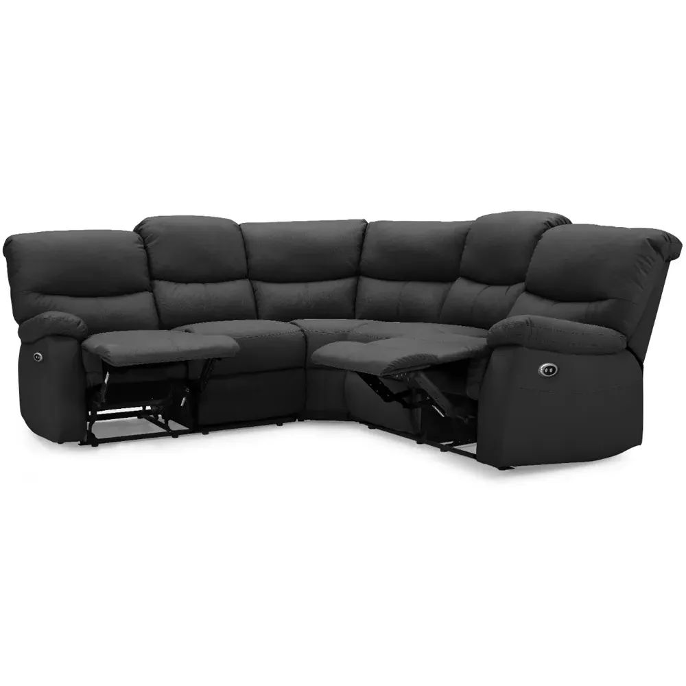 Benton 5-Seater Electric Recliner Sofa - Black, Faux Leather