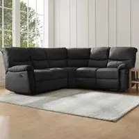 Benton 5-Seater Electric Recliner Sofa - Black, Faux Leather