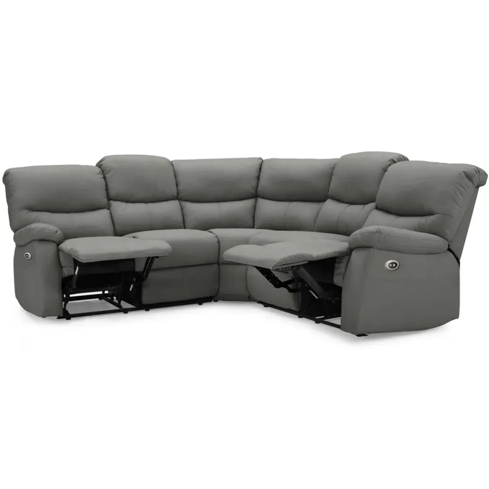 Benton 5-Seater Electric Recliner Sofa - Grey, Faux Leather