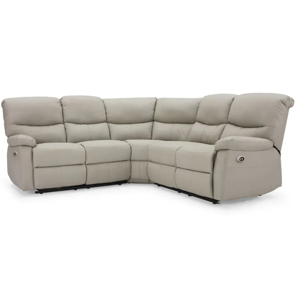 Benton 5-Seater Electric Recliner Sofa - Grey, Faux Leather