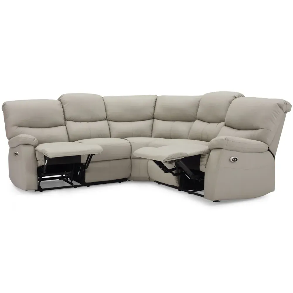 Benton 5-Seater Electric Recliner Sofa - Grey, Faux Leather