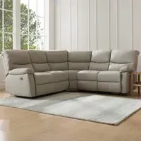 Benton 5-Seater Electric Recliner Sofa - Grey, Faux Leather