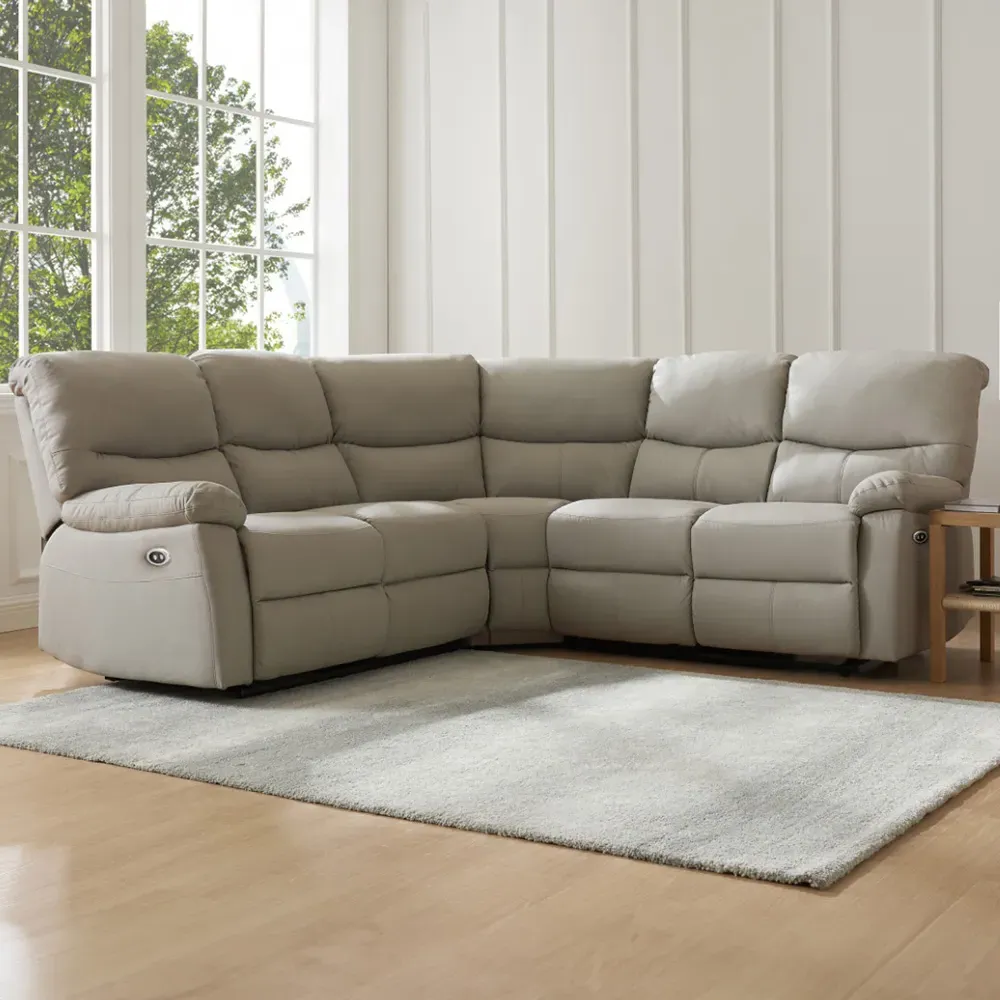 Benton 5-Seater Electric Recliner Sofa - Grey, Faux Leather image