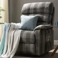 Blair Electric Recliner Chair with Lift - Grey Tartan